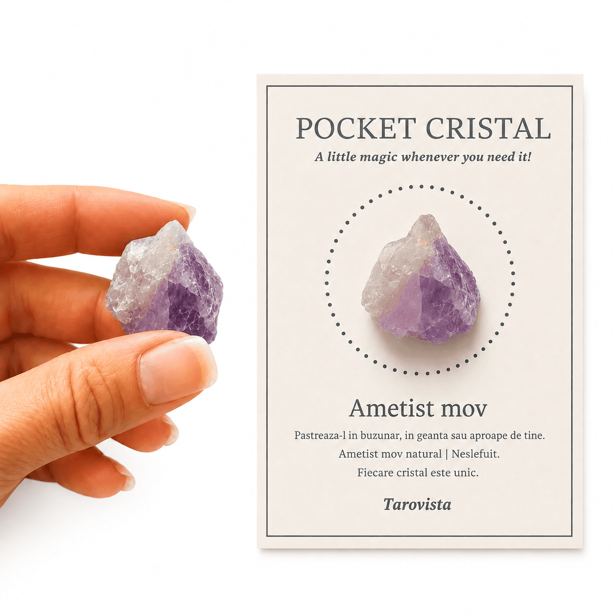 Pocket cristal Ametist, cristal natural brut, pastrat in forma sa raw, Mov